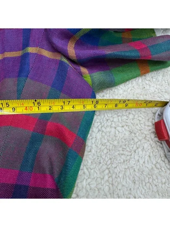 Vintage Max Mara Women's 100% Linen SS Multicolor Plaid Button Jacket, Size M - Picture 8 of 8